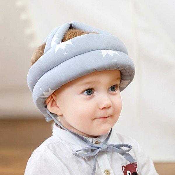 Baby Head Protector Helmet Red White Blue Stars Unisex Cotton