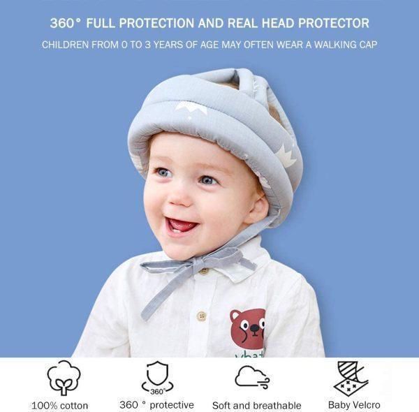 Baby Head Protector Helmet Red White Blue Stars Unisex Cotton