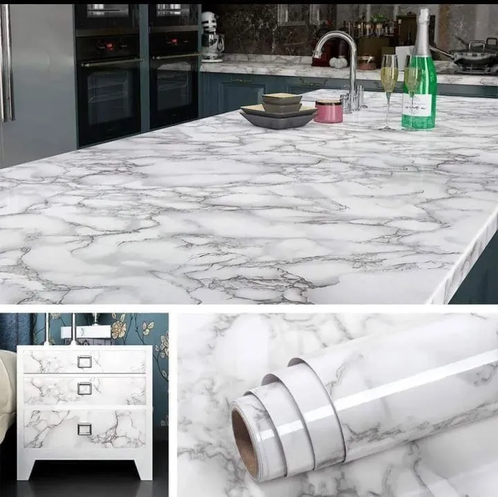 White Marble Sheet for Kitchen & Walls DIY