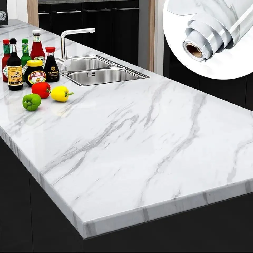 White Marble Sheet for Kitchen & Walls DIY