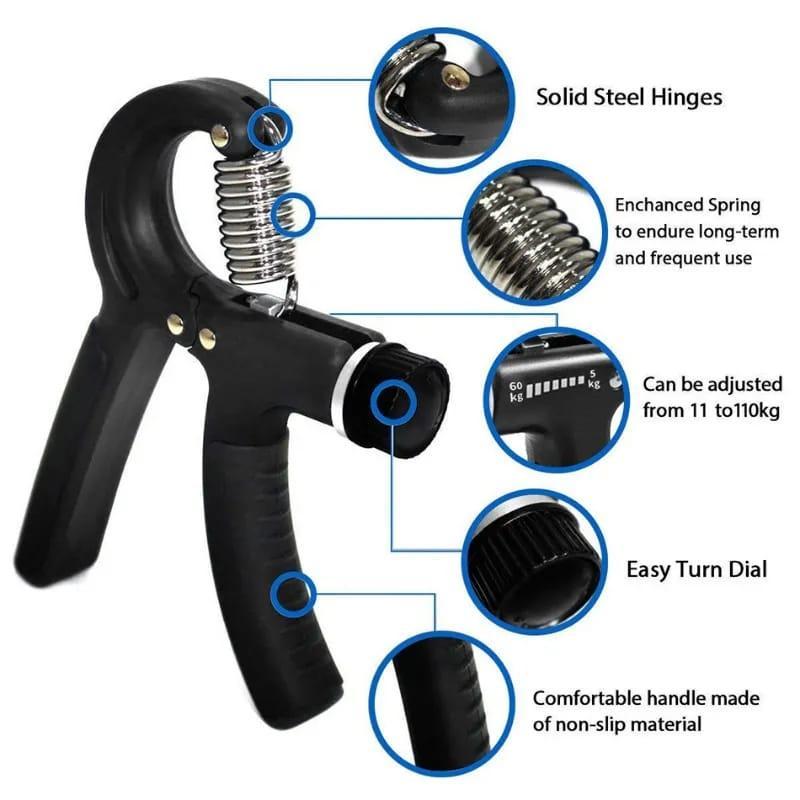 Hand Gripper Adjustable Resistance 10-40kg Non-Slip Black