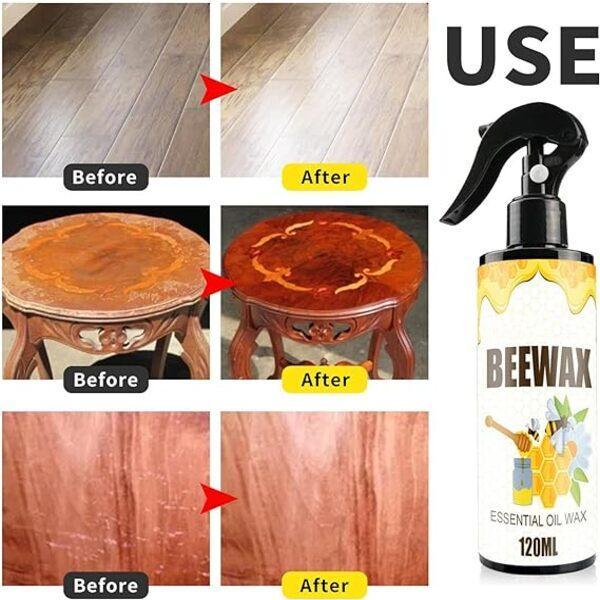 Premium Beeswax Polish for Wooden Furniture Black Spray Bottle