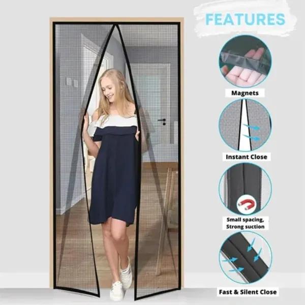 Magic Mesh Magnetic Screen Door Black 80x36"