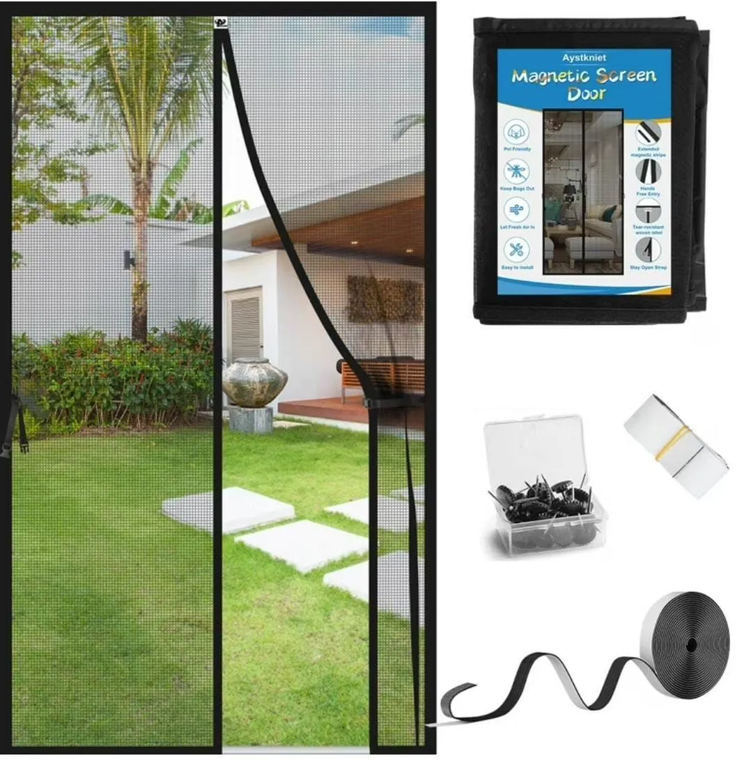 Magic Mesh Magnetic Screen Door Black 80x36"