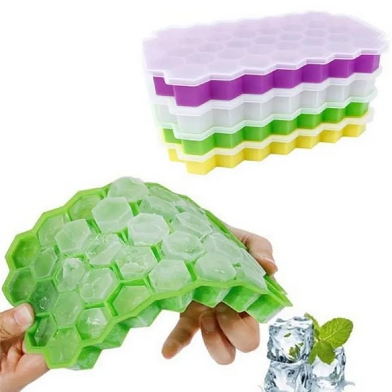 Silicone Ice Cube Tray Set of 2 Multicolor Collapsible Containers