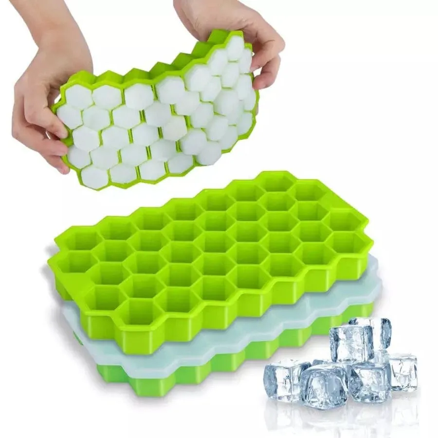 Silicone Ice Cube Tray Set of 2 Multicolor Collapsible Containers