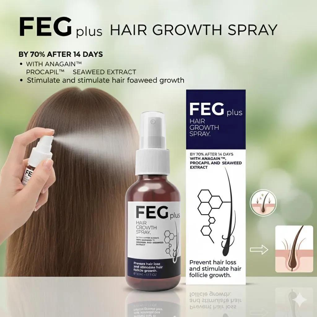 FEG Plus Hair Growth Spray 30ml for All Hair Types preview angle
