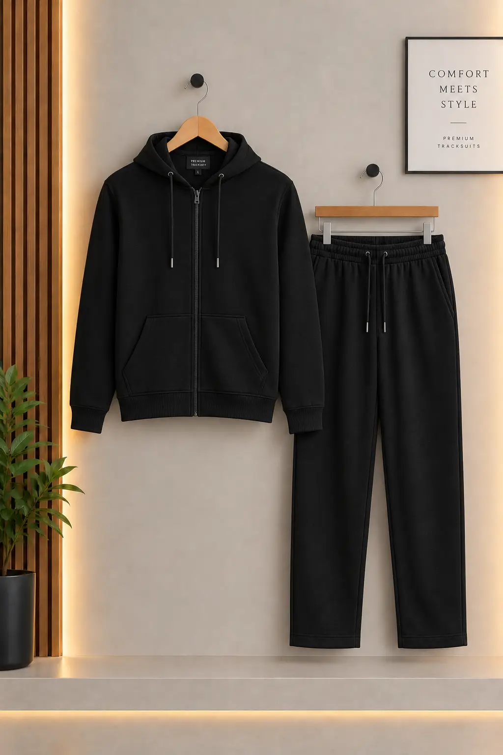 2 Pcs Men's Fleece Plain Zipper Track Suit