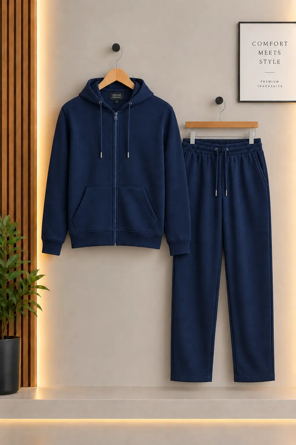 2 Pcs Men's Fleece Plain Zipper Track Suit