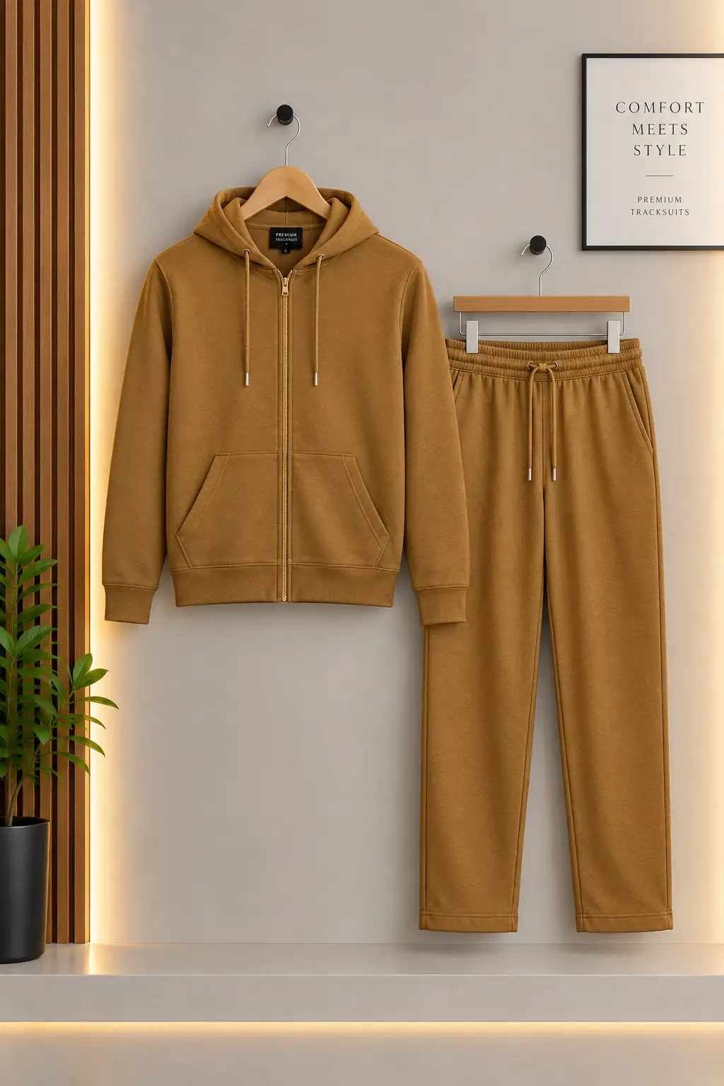 2 Pcs Men's Fleece Plain Zipper Track Suit