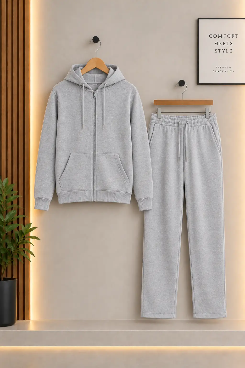2 Pcs Men's Fleece Plain Zipper Track Suit
