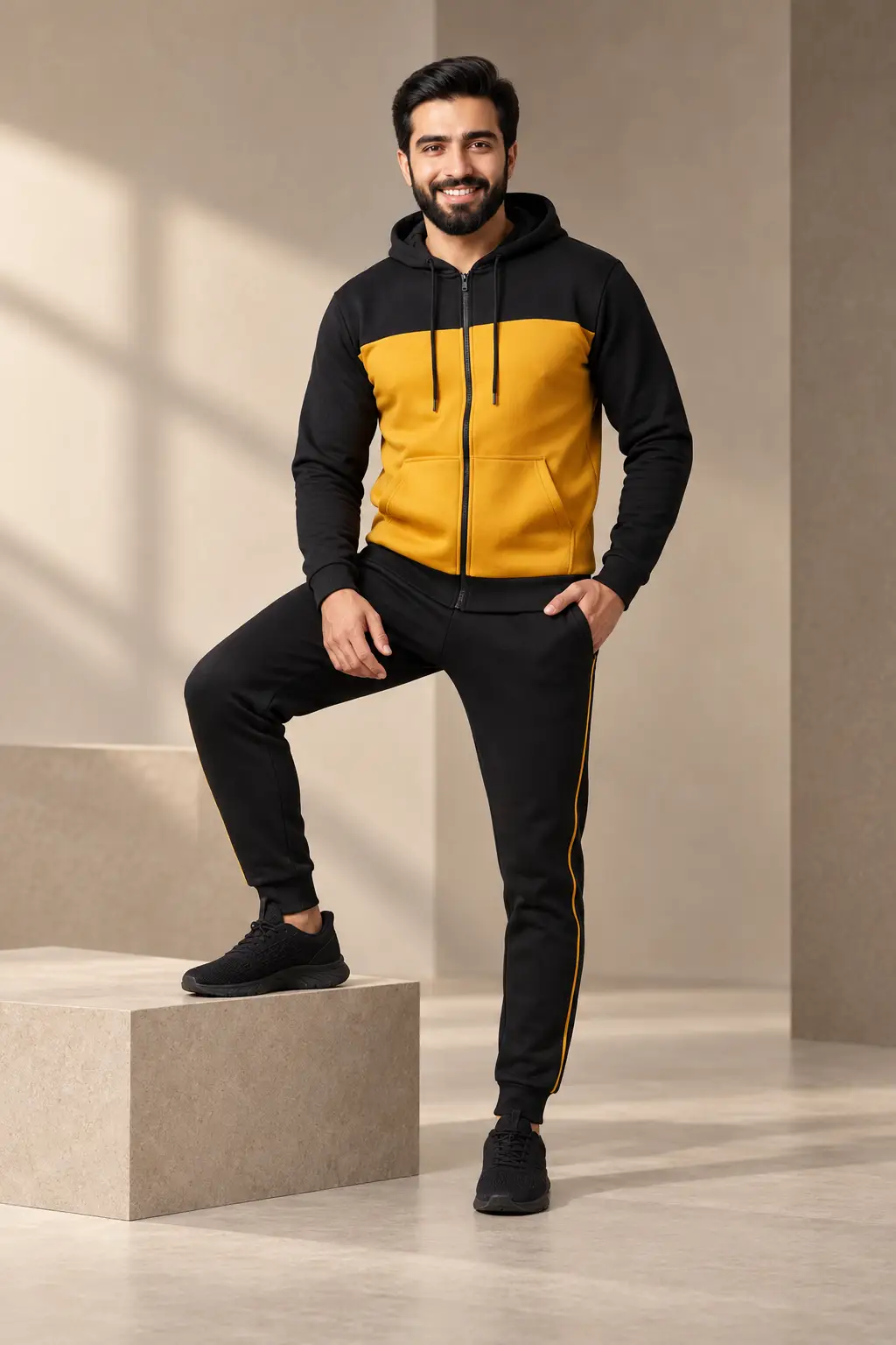 2 Pcs Men's Fleece Plain Zipper Track Suit