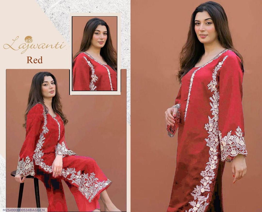 Red Embroidered Lawn Suit for Weddings Parties Pakistan