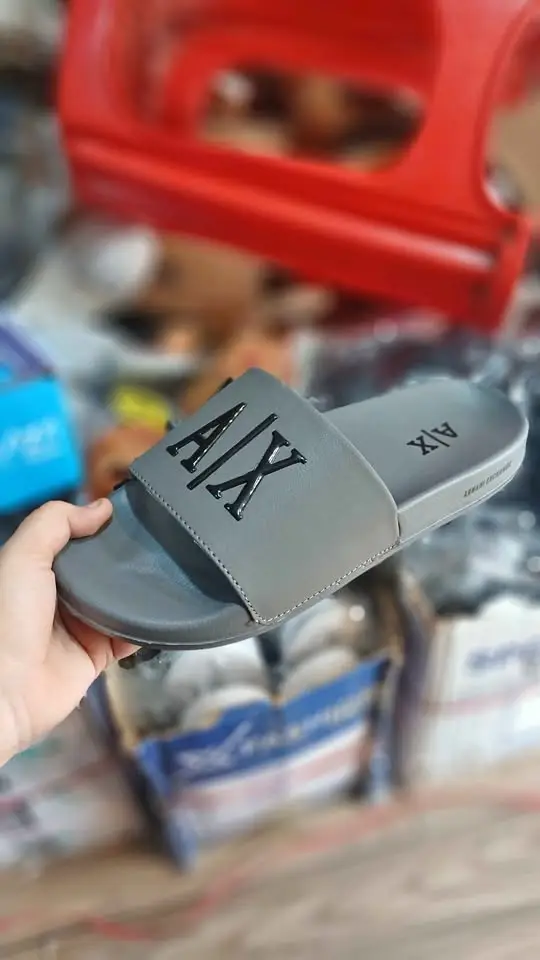 Men's Rubber Fancy Slide Slippers (AIX-Grey)
