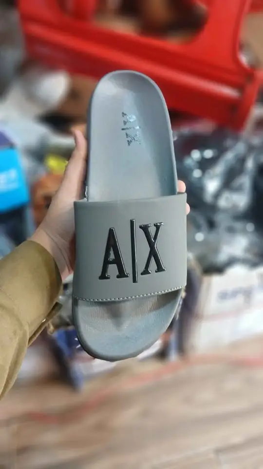 Men's Rubber Fancy Slide Slippers (AIX-Grey)