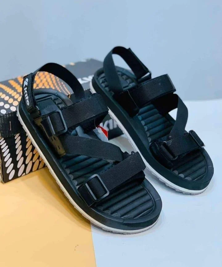 Men Black Elastic Sports Sandals All Season Comfortable