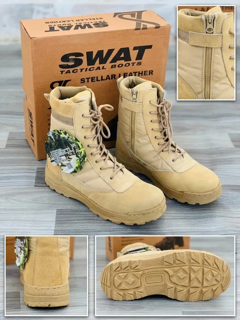 Men's Synthetic Leather Fancy Hiking Joggers (Beige SWAT)