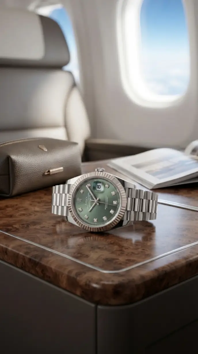 Rolex Datejust Inspired Luxury Men's Analog Watch – Silver & Green