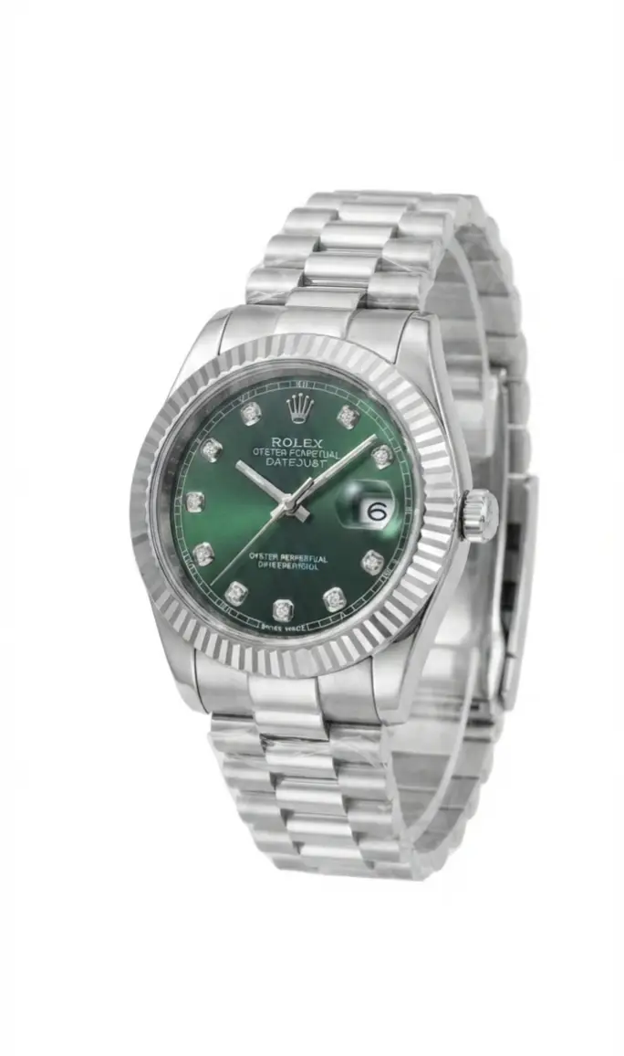 Rolex Datejust Inspired Luxury Men's Analog Watch – Silver & Green