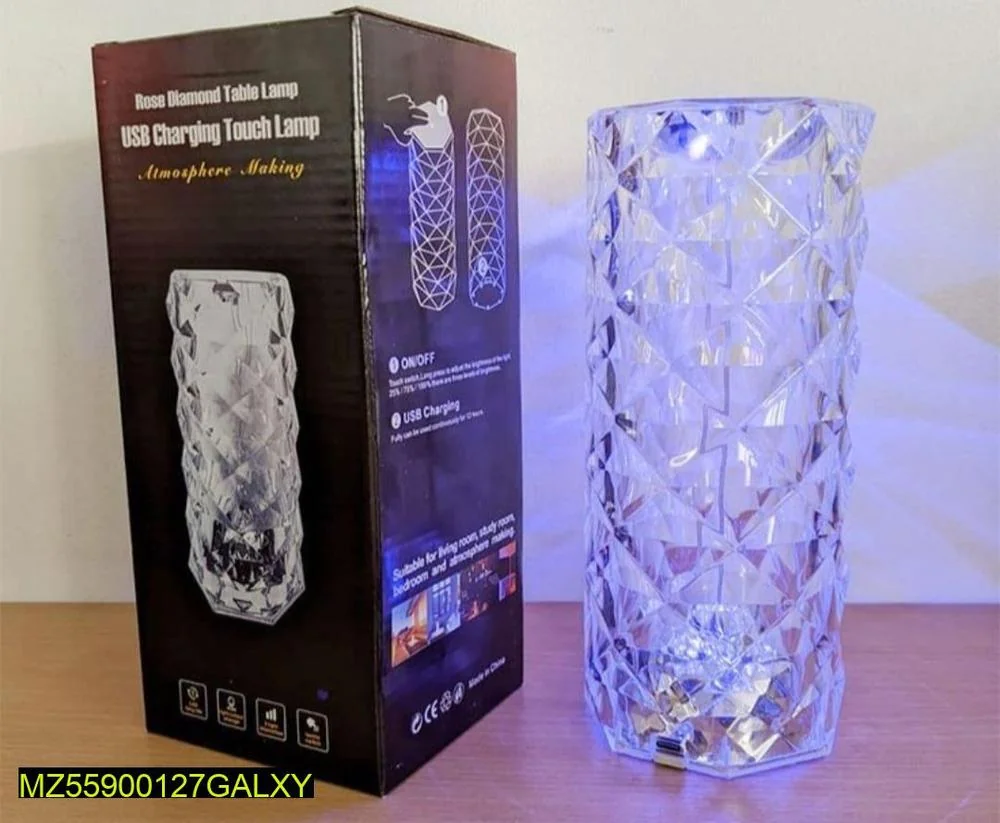 Crystal Diamond Table Lamp with 16 Color RGB Touch Control USB Charging