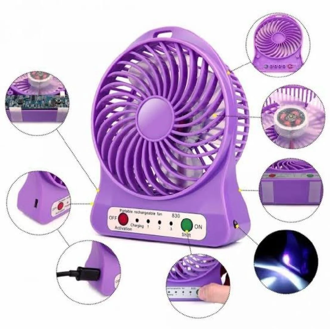 Portable Rechargeable Mini Fan Blue Fast Charging