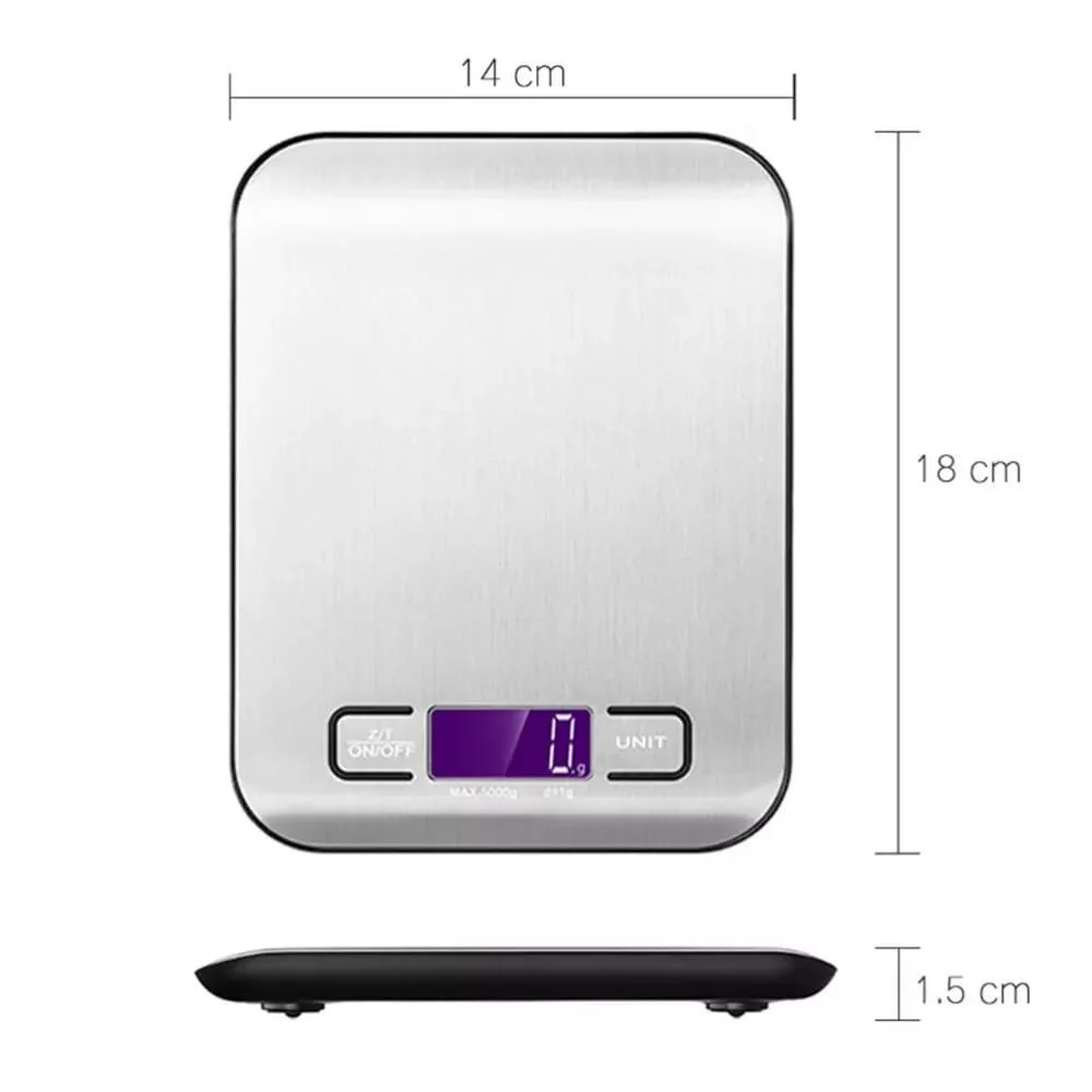 Stainless Steel Kitchen Scale with Measurement Markings – 1 Pc