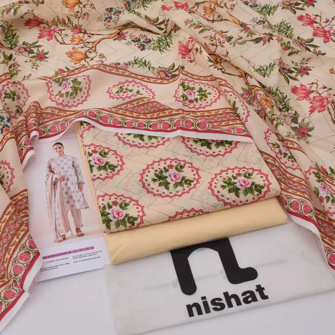 3 Pcs Women's Unstitched Digital Print Suit