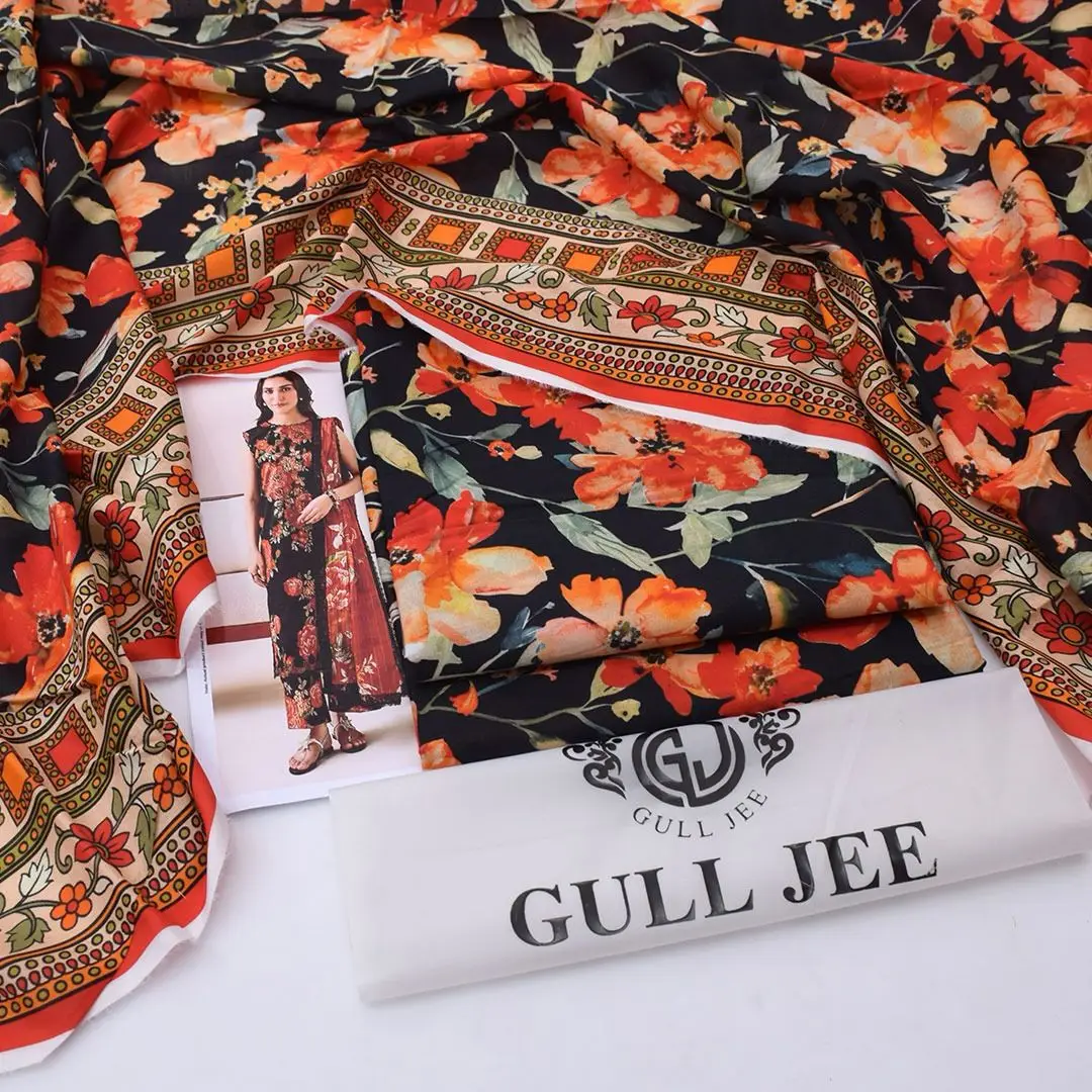 3 Pcs Women's Unstitched Digital Print Suit