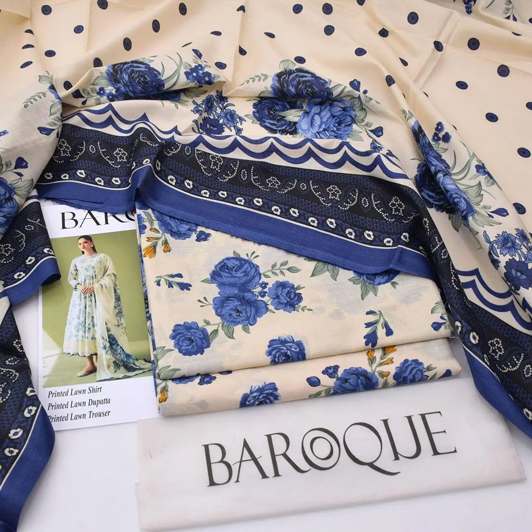 3 Pcs Women's Unstitched Digital Print Suit