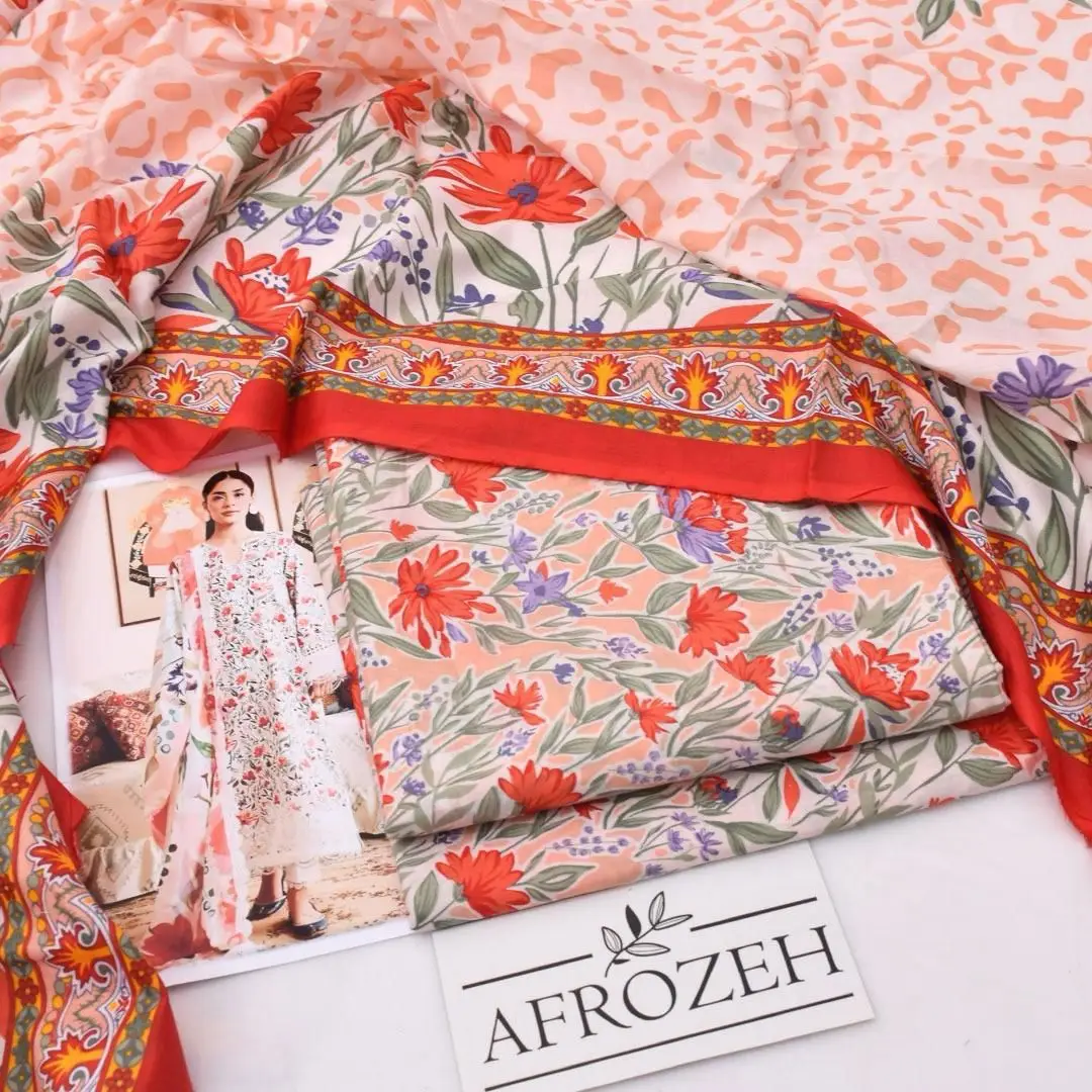 3 Pcs Women's Unstitched Digital Print Suit