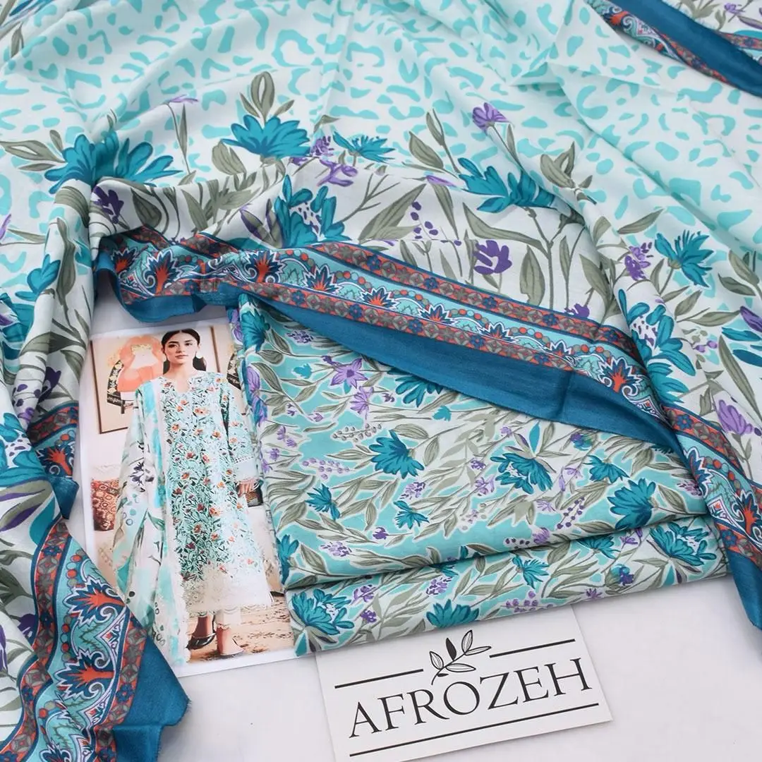 3 Pcs Women's Unstitched Digital Print Suit