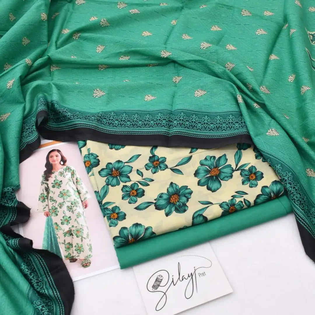 3 Pcs Women's Unstitched Digital Print Suit