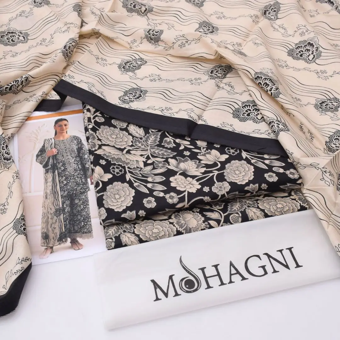 3 Pcs Women's Unstitched Digital Print Suit