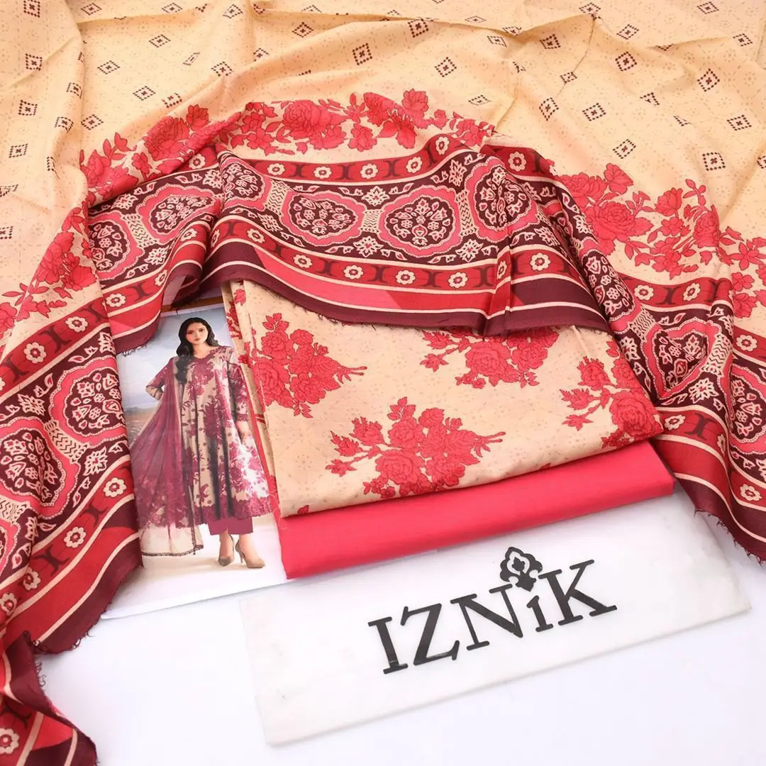 3 Pcs Women's Unstitched Digital Print Suit