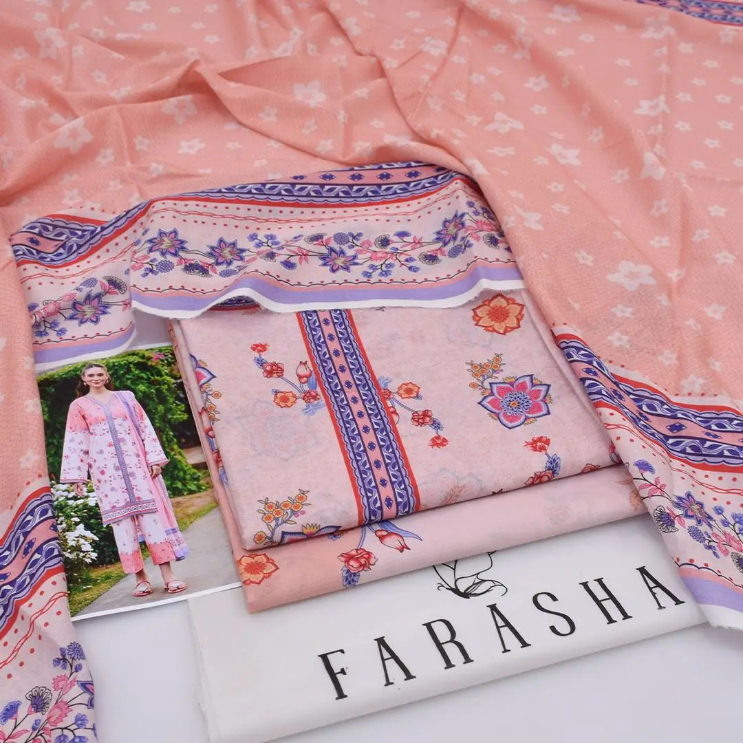 3 Pcs Women's Unstitched Digital Print Suit