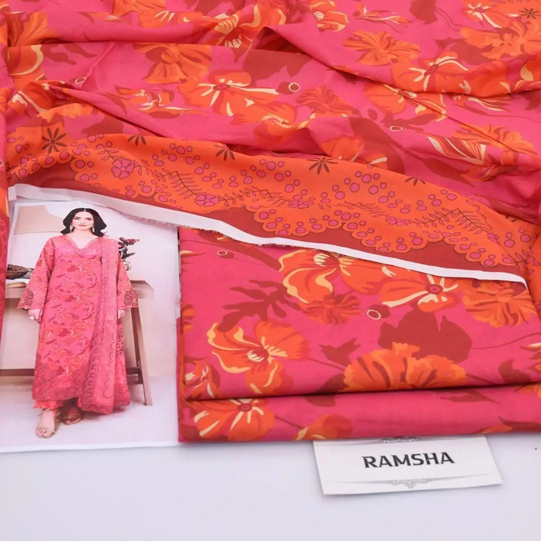 3 Pcs Women's Unstitched Digital Print Suit