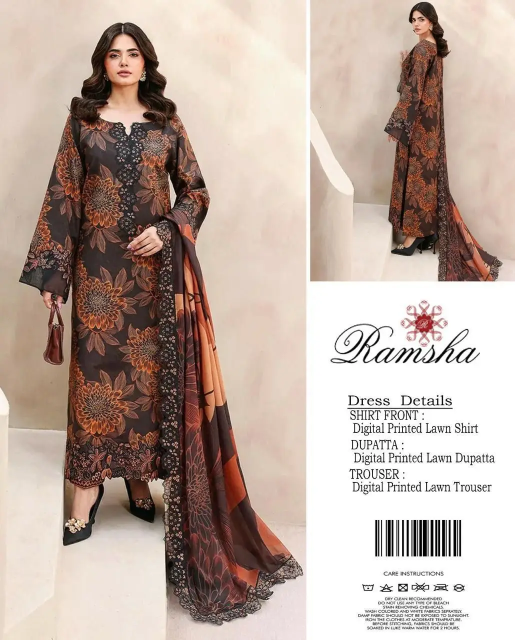 3 Pcs Women's Unstitched Digital Print Suit