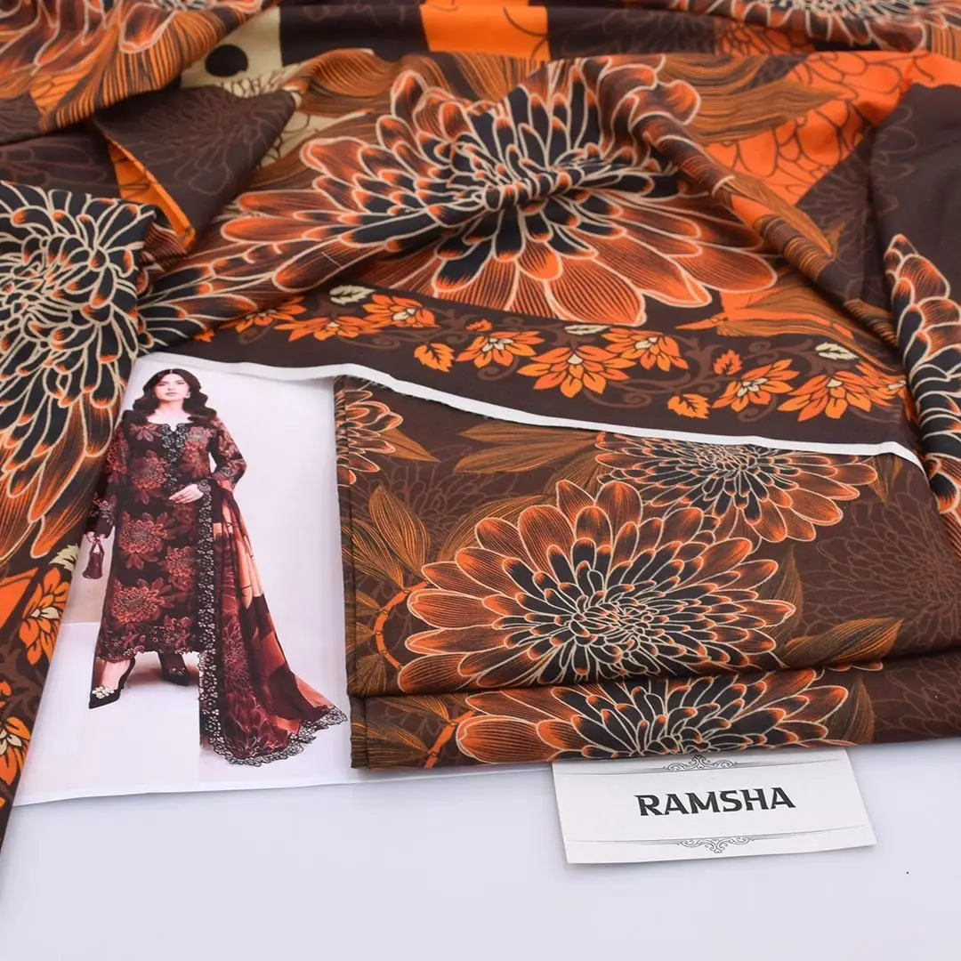 3 Pcs Women's Unstitched Digital Print Suit