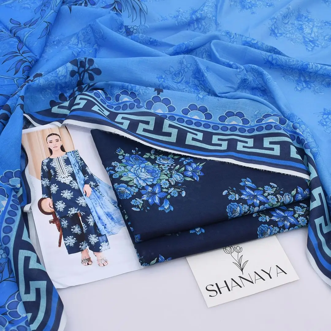 3 Pcs Women's Unstitched Digital Print Suit
