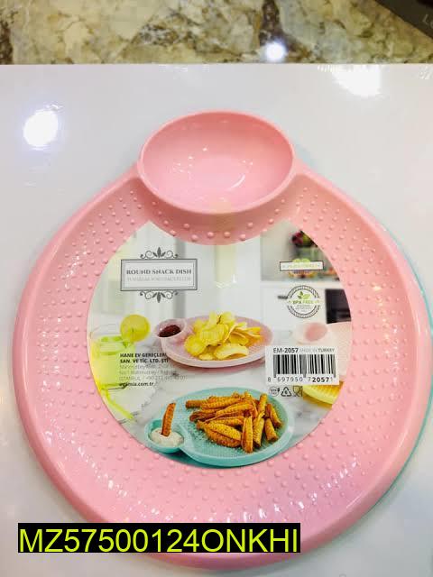 Pink Snack Plate with Sauce Cup for French Fries & Dips