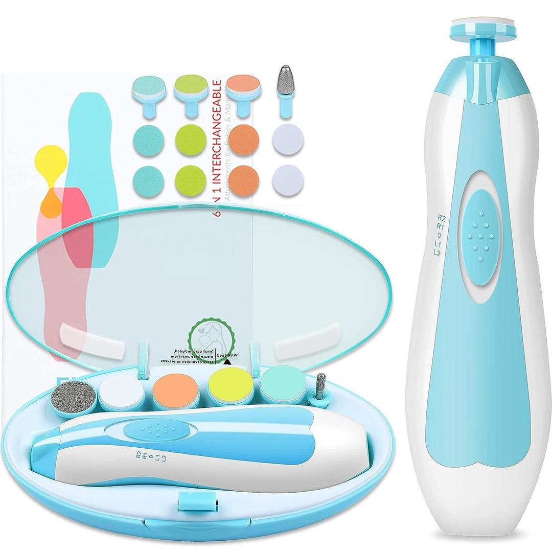 Electric Baby Nail Trimmer with 6 Grits & LED Light