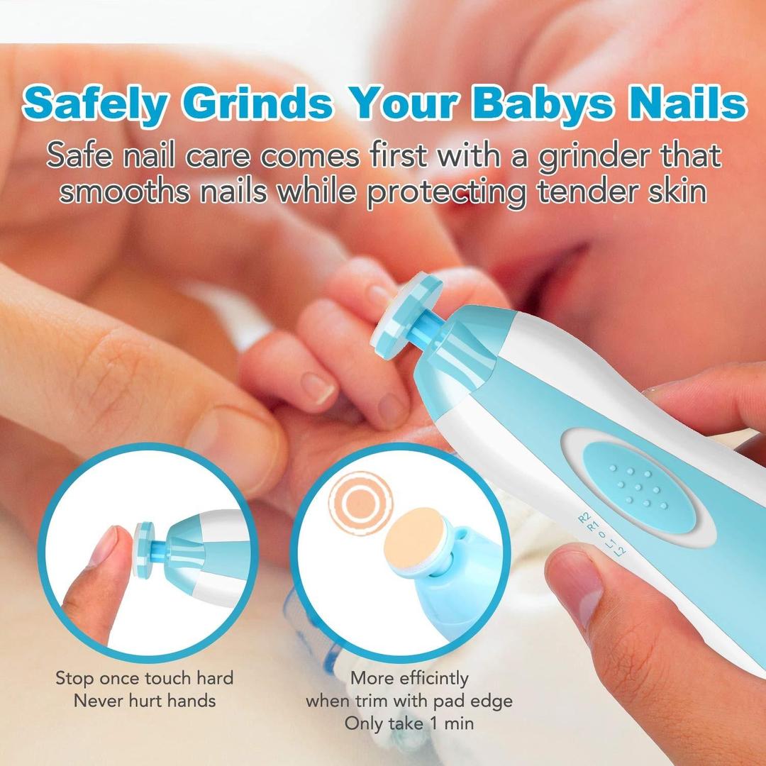 Electric Baby Nail Trimmer with 6 Grits & LED Light