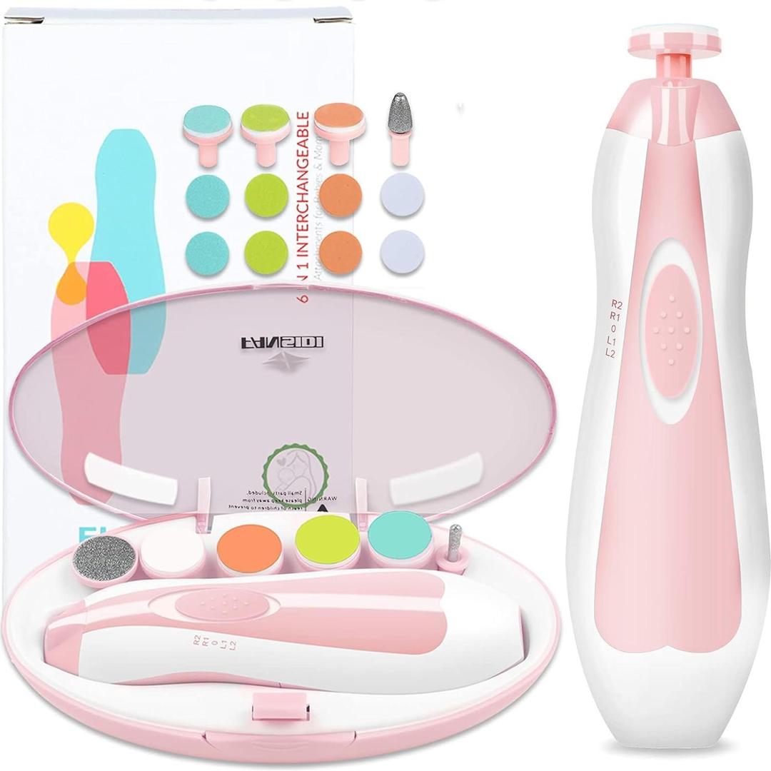Electric Baby Nail Trimmer with 6 Grits & LED Light