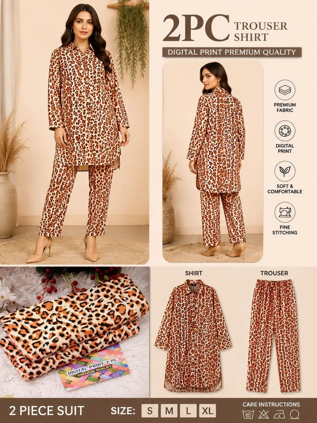 2 Pcs Women's Unstitched 3-D Block Printed Suit