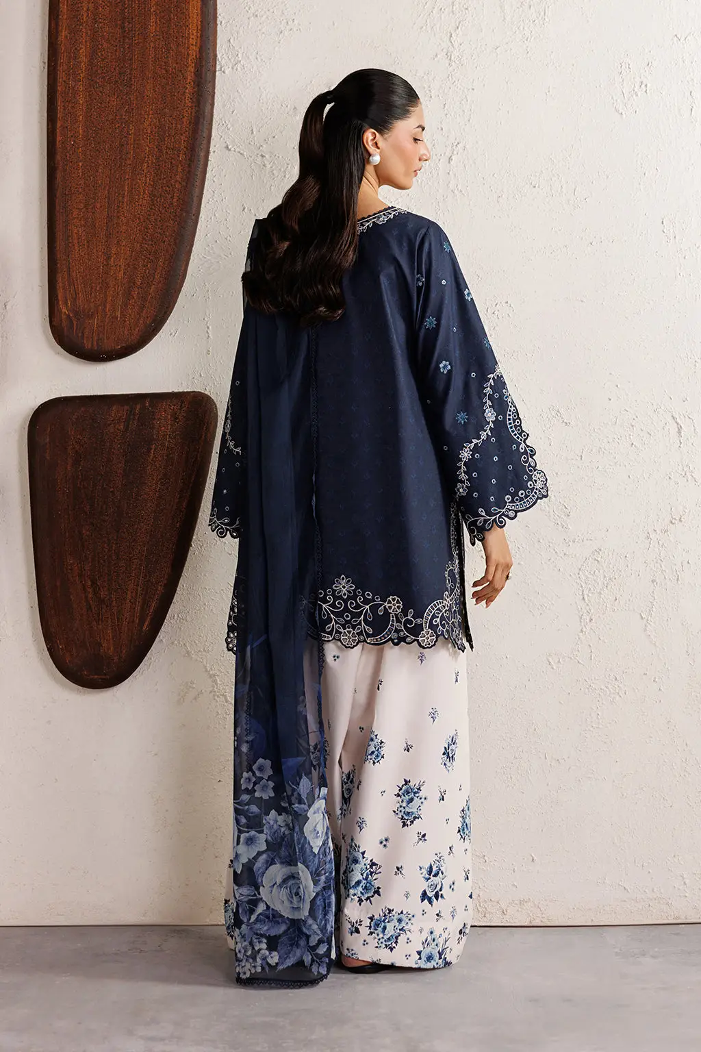 3 Pcs Women's Stitched Cotton Embroidered Suit