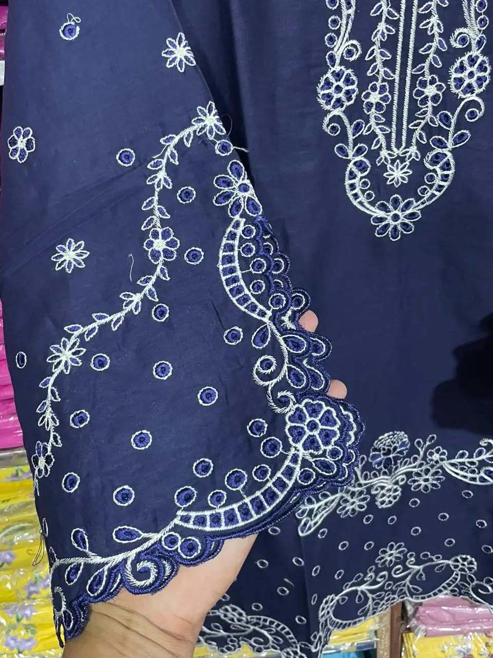 3 Pcs Women's Stitched Cotton Embroidered Suit