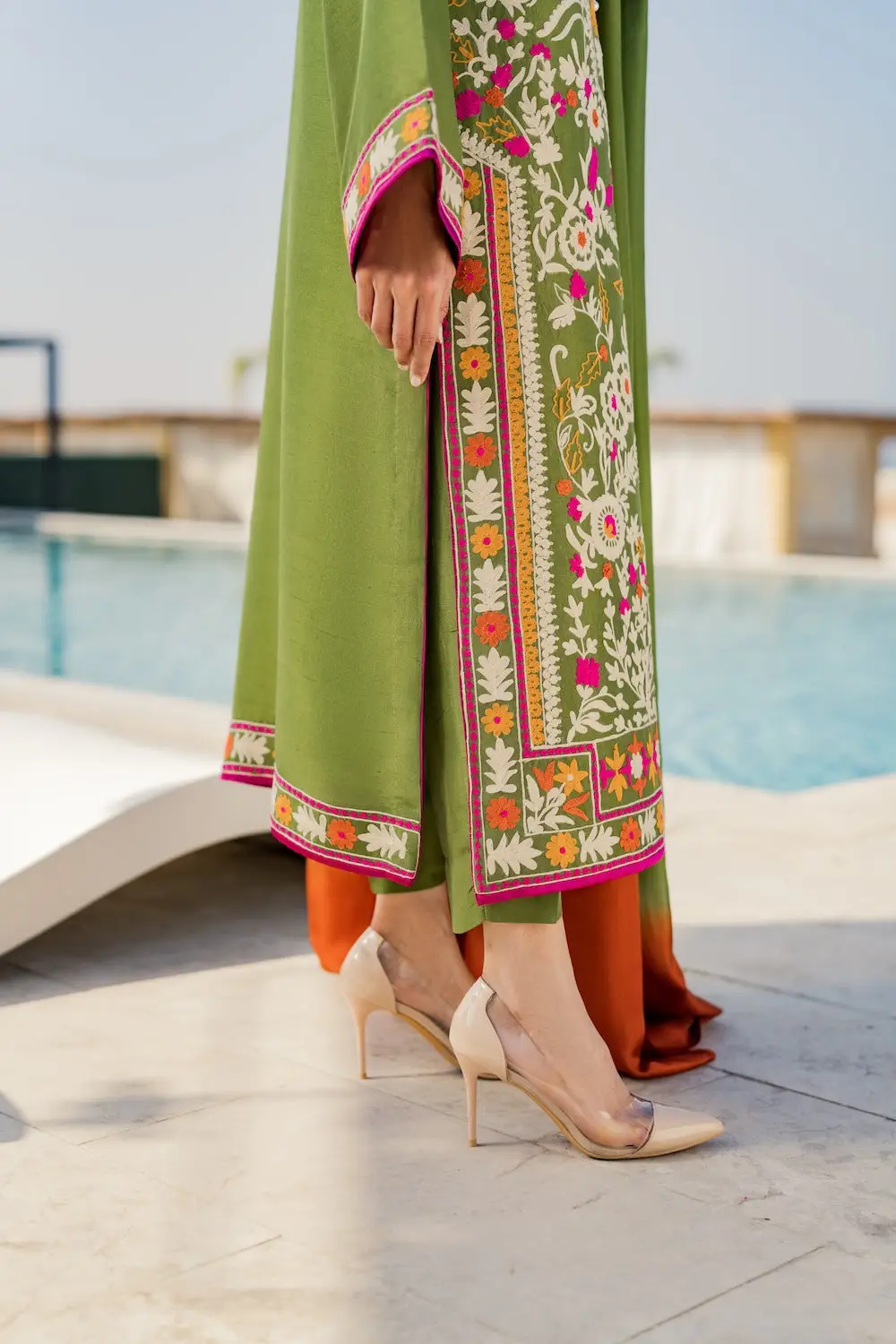3 Pcs Women's Stitched Linen Embroidered Suit