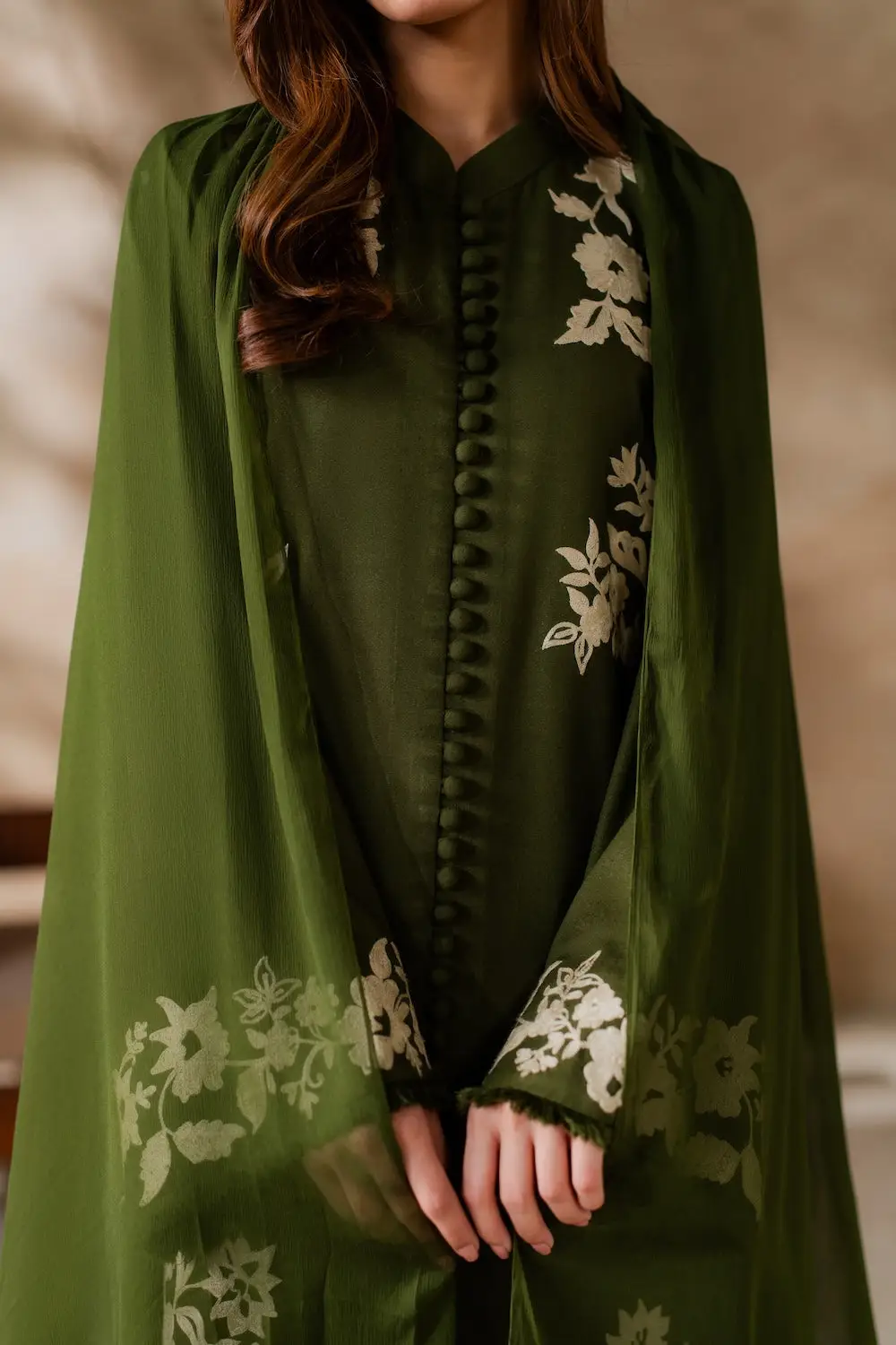 3 Pcs Women's Stitched Linen Embroidered Suit
