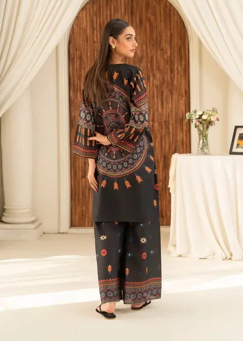 2 Pcs Women's Stitched Lawn Digital Print Shirt And Trouser