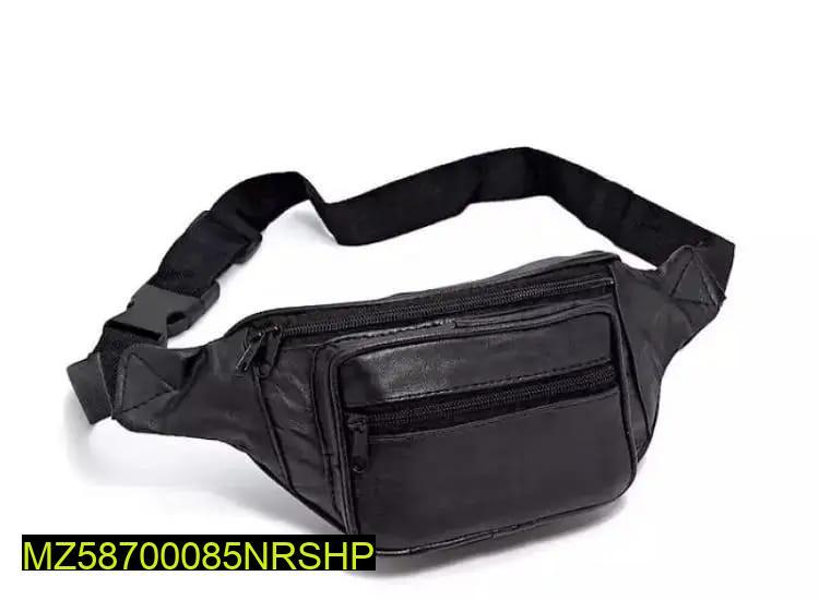 Black Leather Waistband Mini Bag for Men Women